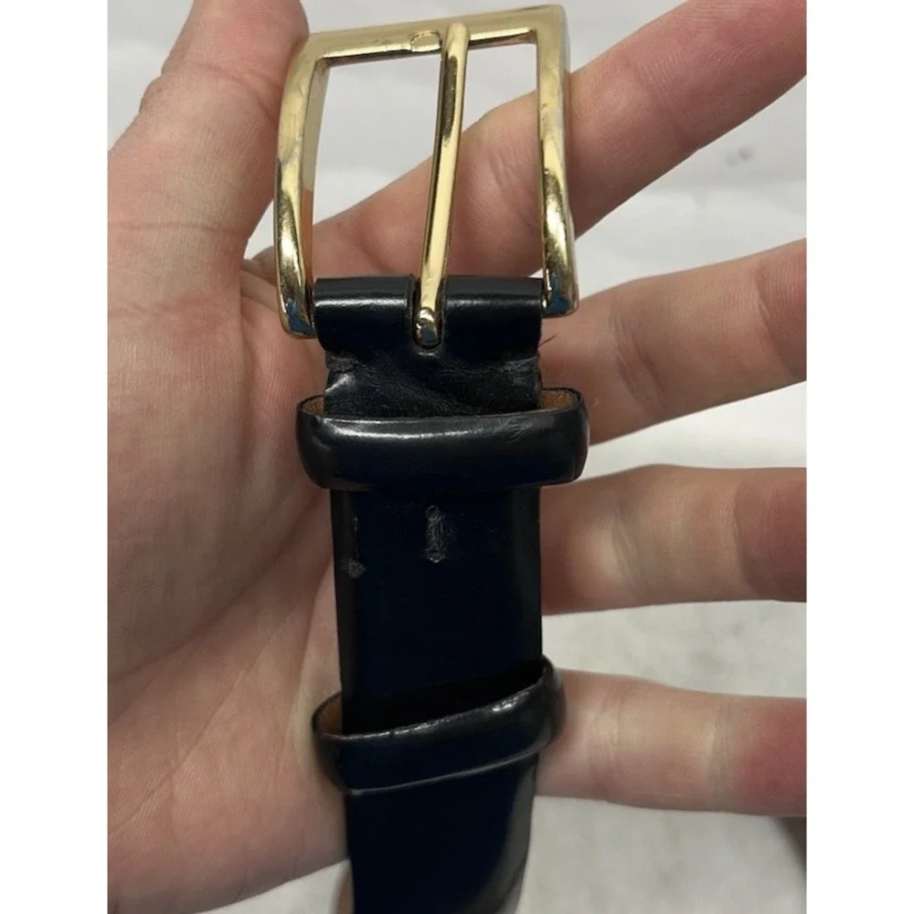 Cole Haan Mens Size 42 Black Leather Adjustable Belt